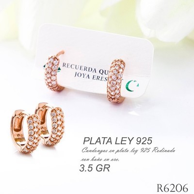 Candognas  rosadas en plata ley 925 GR 3.5