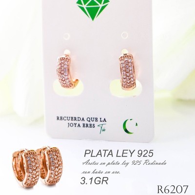 Candongas rosadas en plata ley 925 GR 3.1