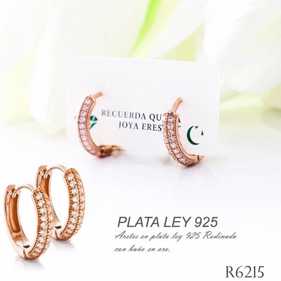 Candongas rosadas en plata ley 925
