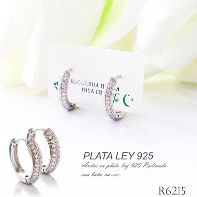 Candongas rosadas en plata ley 925