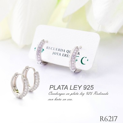 Candongas rosadas en plata ley 925