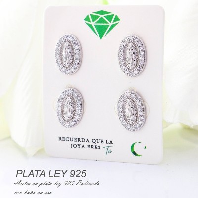 Aretes de la virgen en plata ley 925