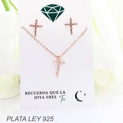 Set de cruz en plata ley 925