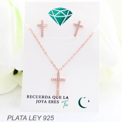 Set de cruz en plata ley 925