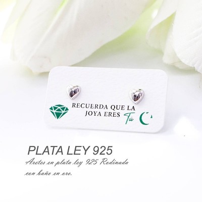 Arete de corazon en plata ley 925