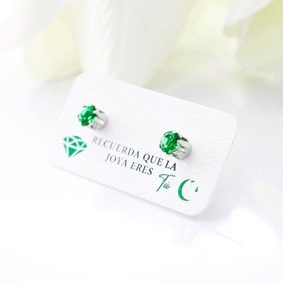 Aretes de circon verde en plata ley 925