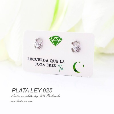 Aretes de oso en plata ley 925