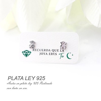 Aretes de oso en plata ley 925