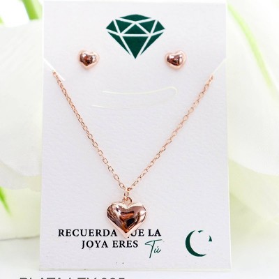 Set de corazón en plata ley 925