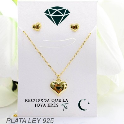 Set de corazón en plata ley 925