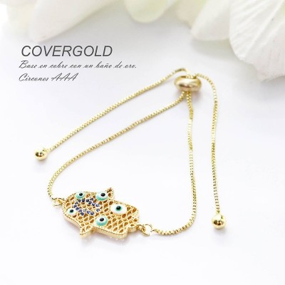 Pulsera de la mano de Hamsa en covergold