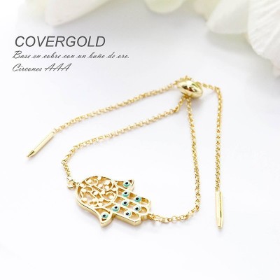 Pulsera de la mano de Hamsa en covergold