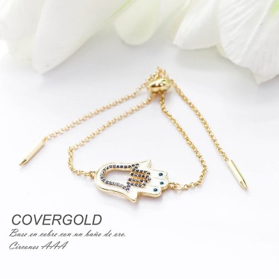 Pulsera de la mano de Hamsa en covergold