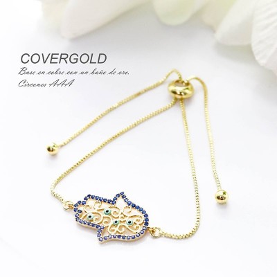 Pulsera de la mano de Hamsa en covergold
