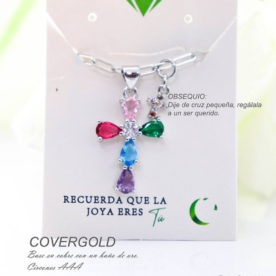 Collar con dije de cruz en covergold