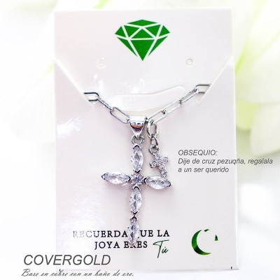 Collar con dije de cruz en covergold