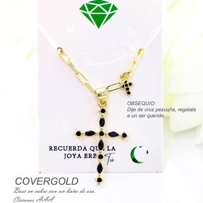 Collar con dije de cruz en covergold