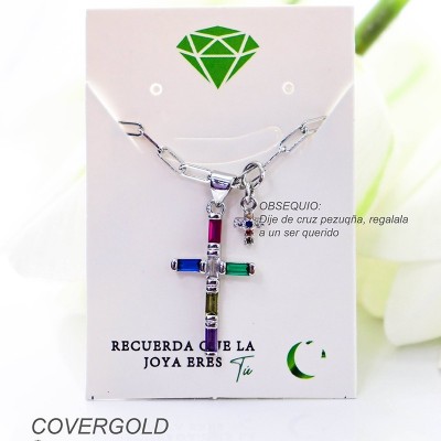 Collar con dije de cruz en covergold