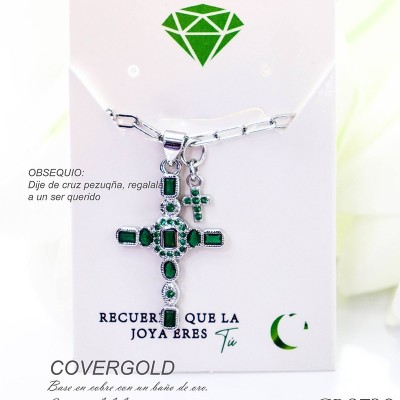 Collar con dije de cruz en covergold