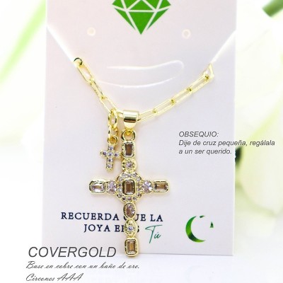Collar con dije de cruz en covergold