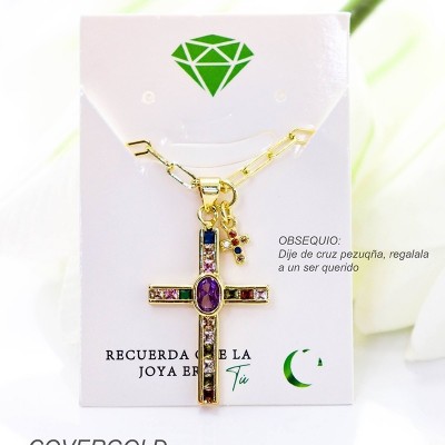Collar con dije de cruz en covergold