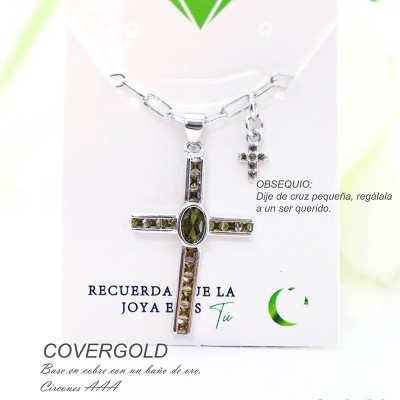 Collar con dije de cruz en covergold
