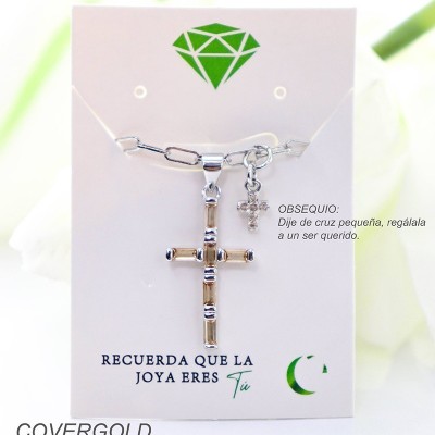 Collar con dije de cruz en covergold