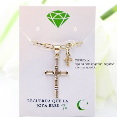Collar con dije de cruz en covergold