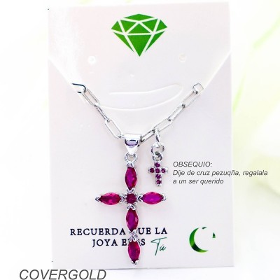 Collar con dije de cruz en covergold