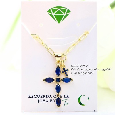 Collar con dije de cruz en covergold