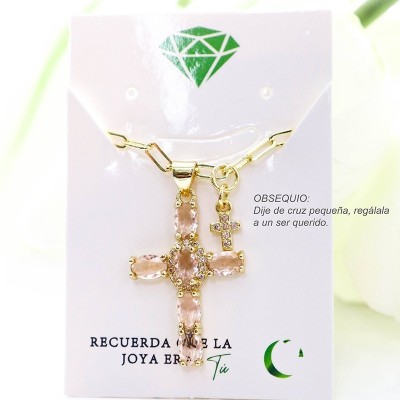 Collar con dije de cruz en covergold