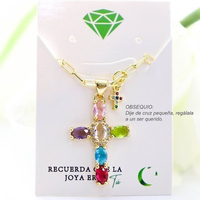 Collar con dije de cruz en covergold