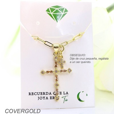 Collar con dije de cruz en covergold