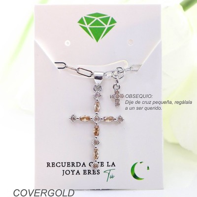 Collar con dije de cruz en covergold