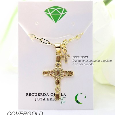 Collar con dije de cruz en covergold