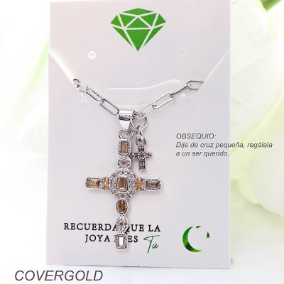 Collar con dije de cruz en covergold