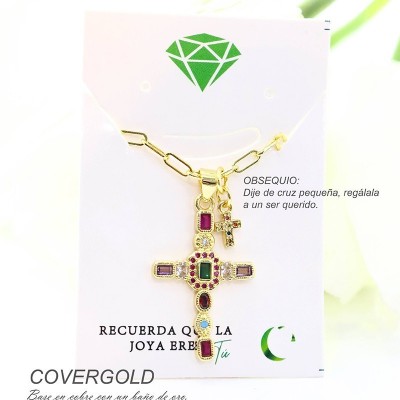 Collar con dije de cruz en covergold