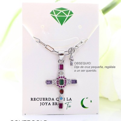 Collar con dije de cruz en covergold
