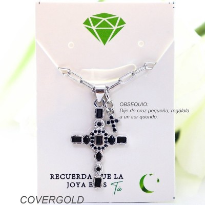 Collar con dije de cruz en covergold