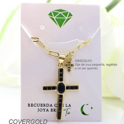 Collar con dije de cruz en covergold