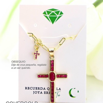 Collar con dije de cruz en covergold