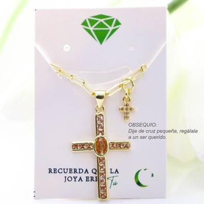 Collar con dije de cruz en covergold