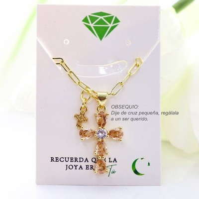 Collar con dije de cruz en covergold