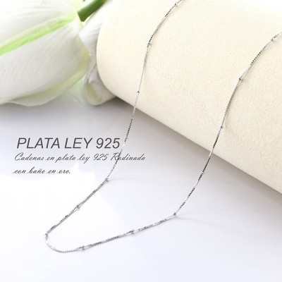 Collar en plata ley 925 con baño en Rodio