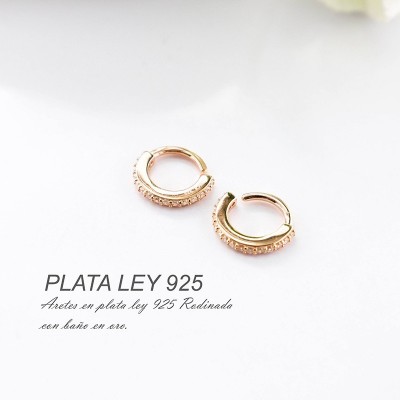 Aretes en plata ley 925 con baño en Rodio