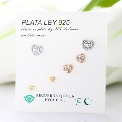 Set de topos en Plata ley 925 con baño en Rodio
