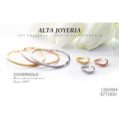 Set de pulsera y anillo en covergold con baño en Rodio