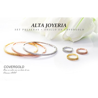Set de pulsera y anillo en covergold con baño en Rodio
