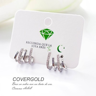 Aretes en covergold con baño en Rodio