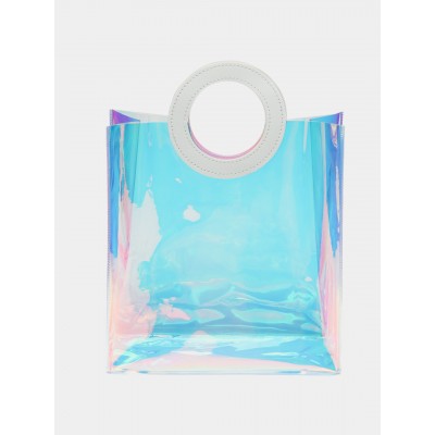Bolsa tornasol con manija de cuero